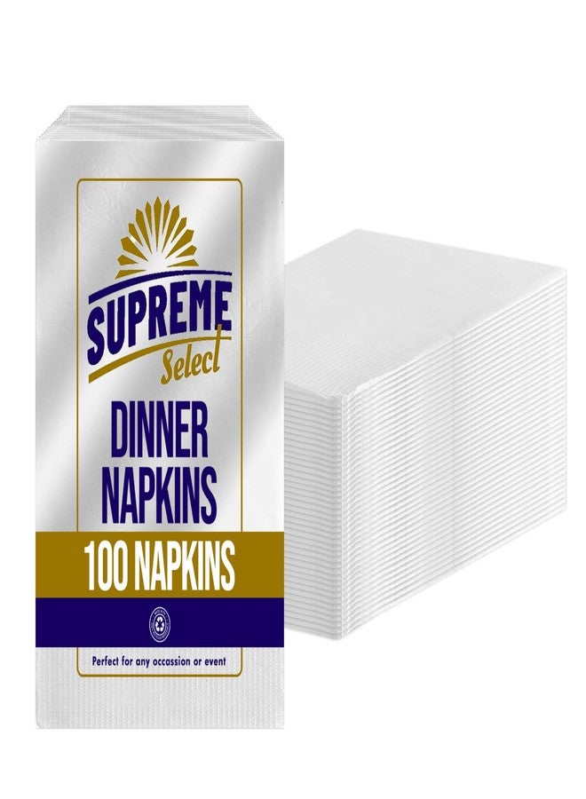 Supreme Select Premium Disposable Dinner Napkins – Soft, Absorbent Bulk White Paper Napkin in Floral Design, 2 Ply-Great for Parties, Catering, Events, Restaurants. 1/8 Fold 14x16" [Pack of 100] - Image 1